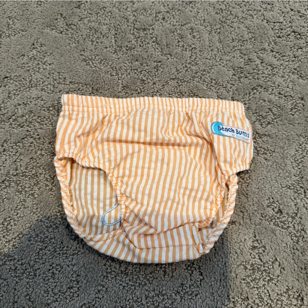 Baby Aspen Striped Diaper Cover - Orange and White